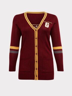 Harry Potter Exclusive Embroidery Gryffindon Burgundy Long Cardigan Sz1-1x 14/16